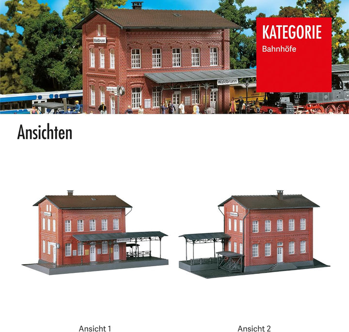 FALLER Bahnhof Waldbrunn Modellbausatz mit 82 Einzelteilen 240 x 125 x 135 mm I Modelleisenbahn Zube