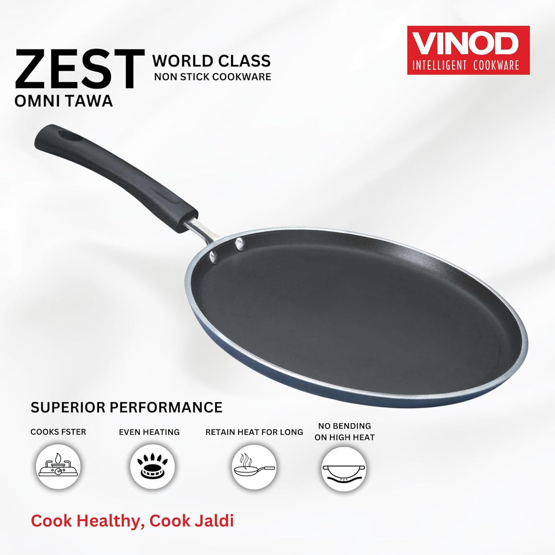 Vinod sein Zest- und flach Dosa Tawa/Grillpfanne, 25,4 cm schwarz 10", 10"