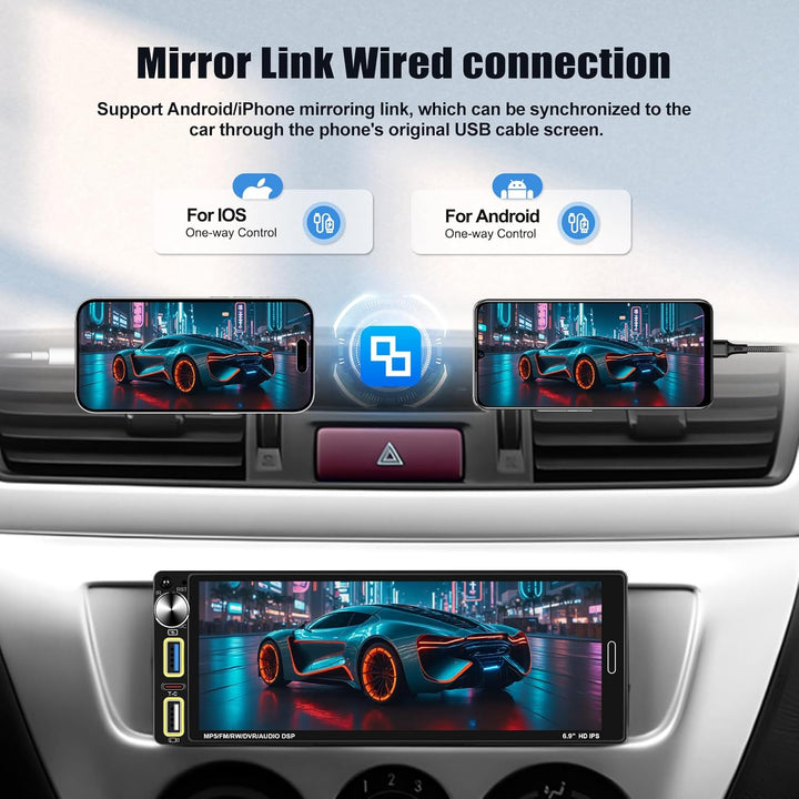 【Wireless】 CAMECHO Autoradio 1 DIN mit Carplay Wireless Android Auto Bluetooth Freisprecheinrichtung