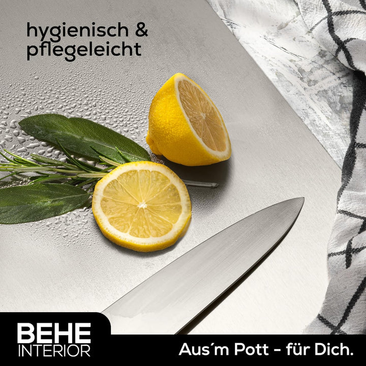 BEHE Schneidebrett Edelstahl - Made in Germany, Hygienisches Schneidebrett, cutting board, Rutschfes