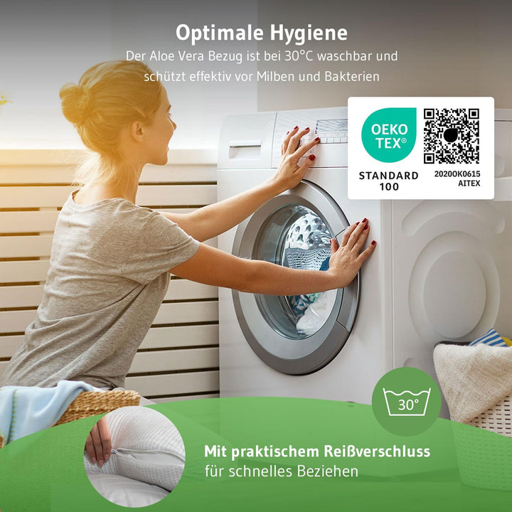 Ergonomisches Seitenschläferkissen NuMOON, Memory Foam Kopfkissen mit PureAir Effekt gegen Milben &