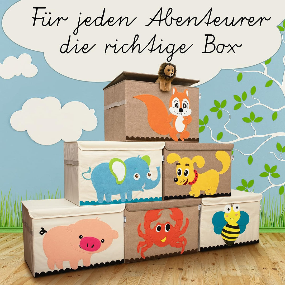 Aufbewahrungsbox Kinder gross 51 x 36 x 36 I Spielzeugkiste I Kiste mit Deckel für Kinderzimmer I Au