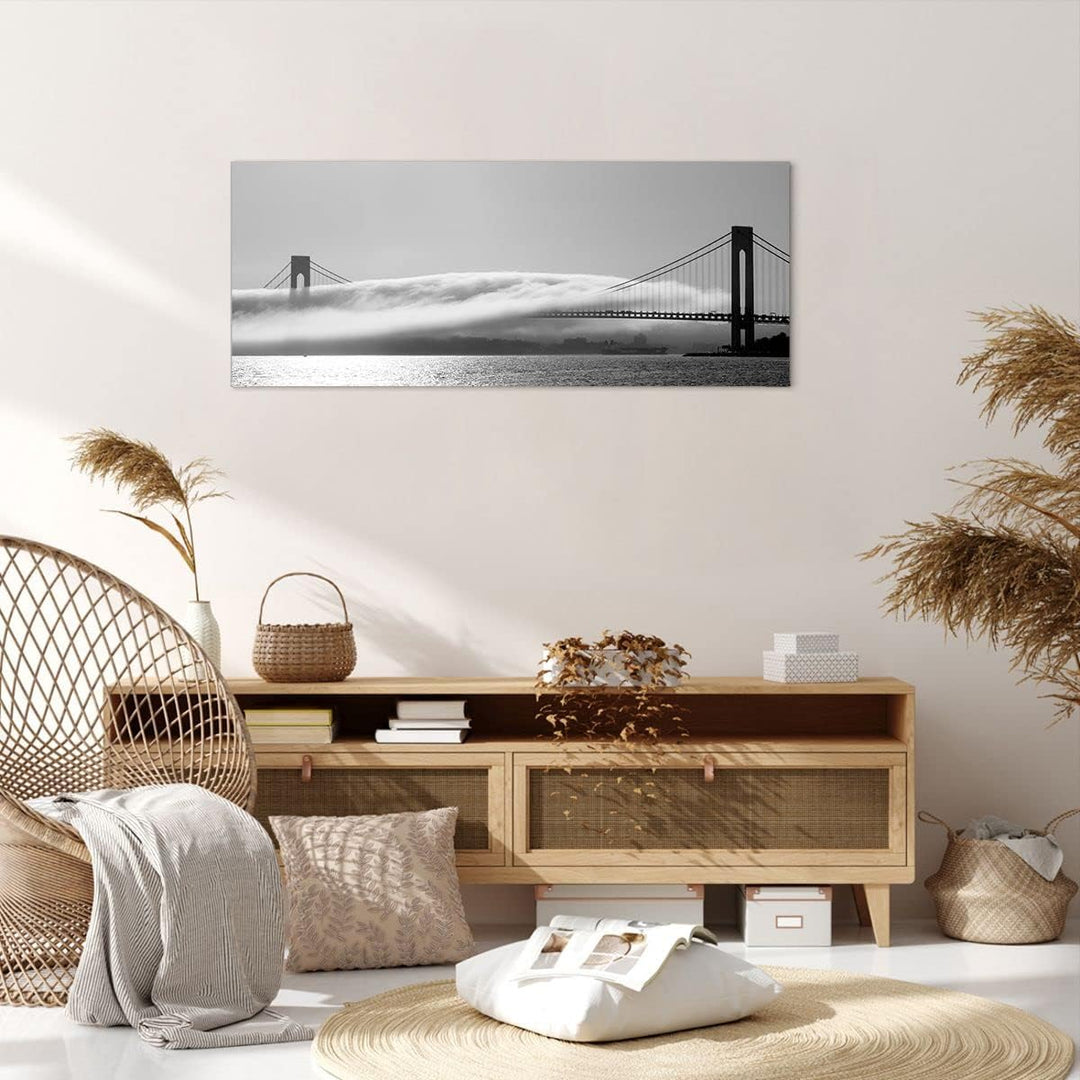 Wandbilder Dekoration Wohnzimmer Usa goldenes tor brücke Panorama Bilder auf Leinwand 120x50cm Leinw