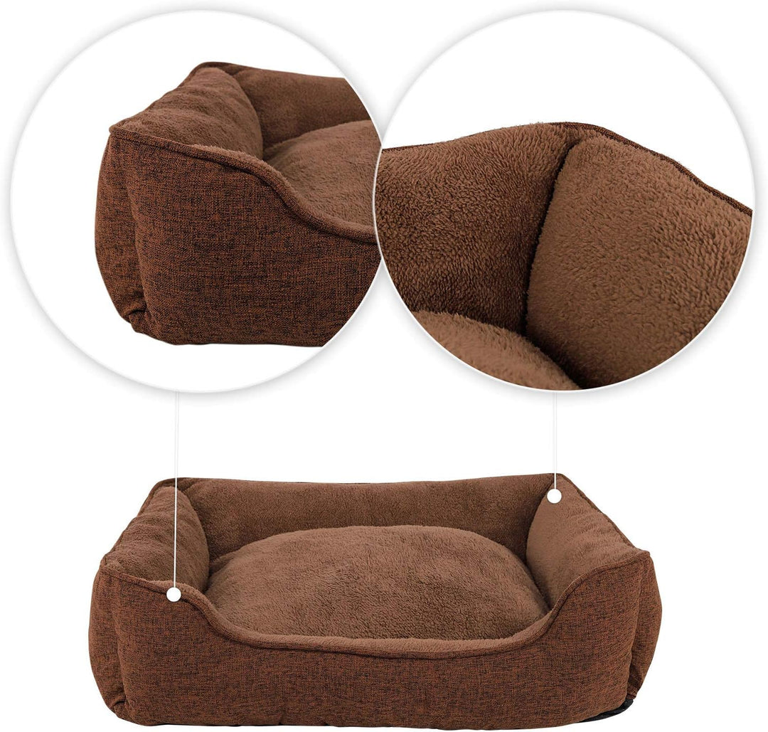 lionto Hundebett meliert Hundekissen Hundekörbchen Bezug abnehmbar, (S) 75x60 cm braun L 75 x B 60 x