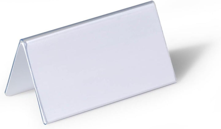 Durable Tischnamensschild 52/104 x 100 mm, transparent mit weisser Papiereinlage, 25 Stück, 805119,