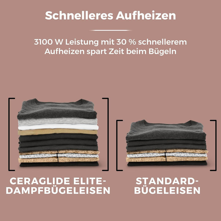 ower T22013 CeraGlide Dampf Bügeleisen mit Keramiksohle - 3100 W, Roségold und Schwarz 3100 W Ceragl