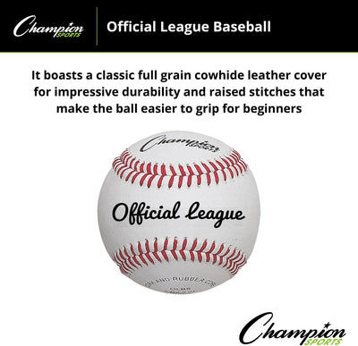 Champion Sports Leder Baseball Set: Dutzend Indoor/Outdoor Echtleder Offizielle Liga Baseballs für P