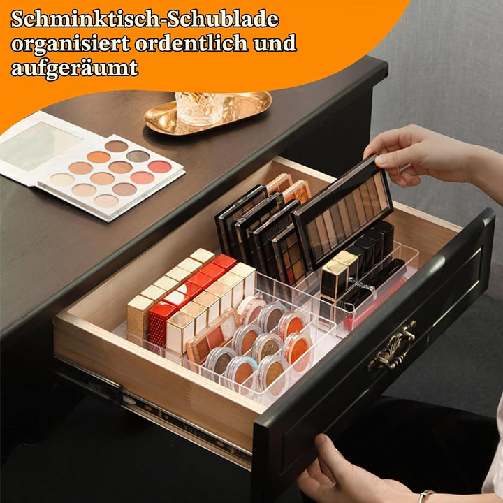 2 Stück Makeup Organizers für Schminktisch mit 7 Fächer, Acryl Lidschatten Palettenhalter Organizer,