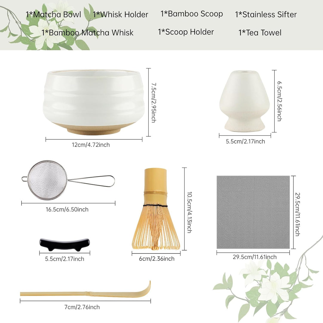 7PCS Matcha Kit Japanische Zeremonie,Matcha Tea Set,Bambuslöffel, Bambusschaufel, Peitschenhalter, M