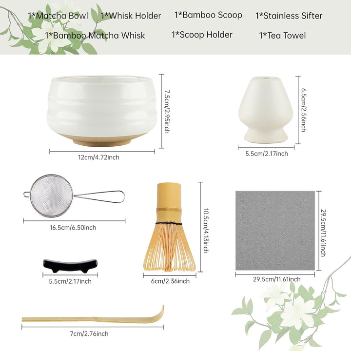 7PCS Matcha Kit Japanische Zeremonie,Matcha Tea Set,Bambuslöffel, Bambusschaufel, Peitschenhalter, M