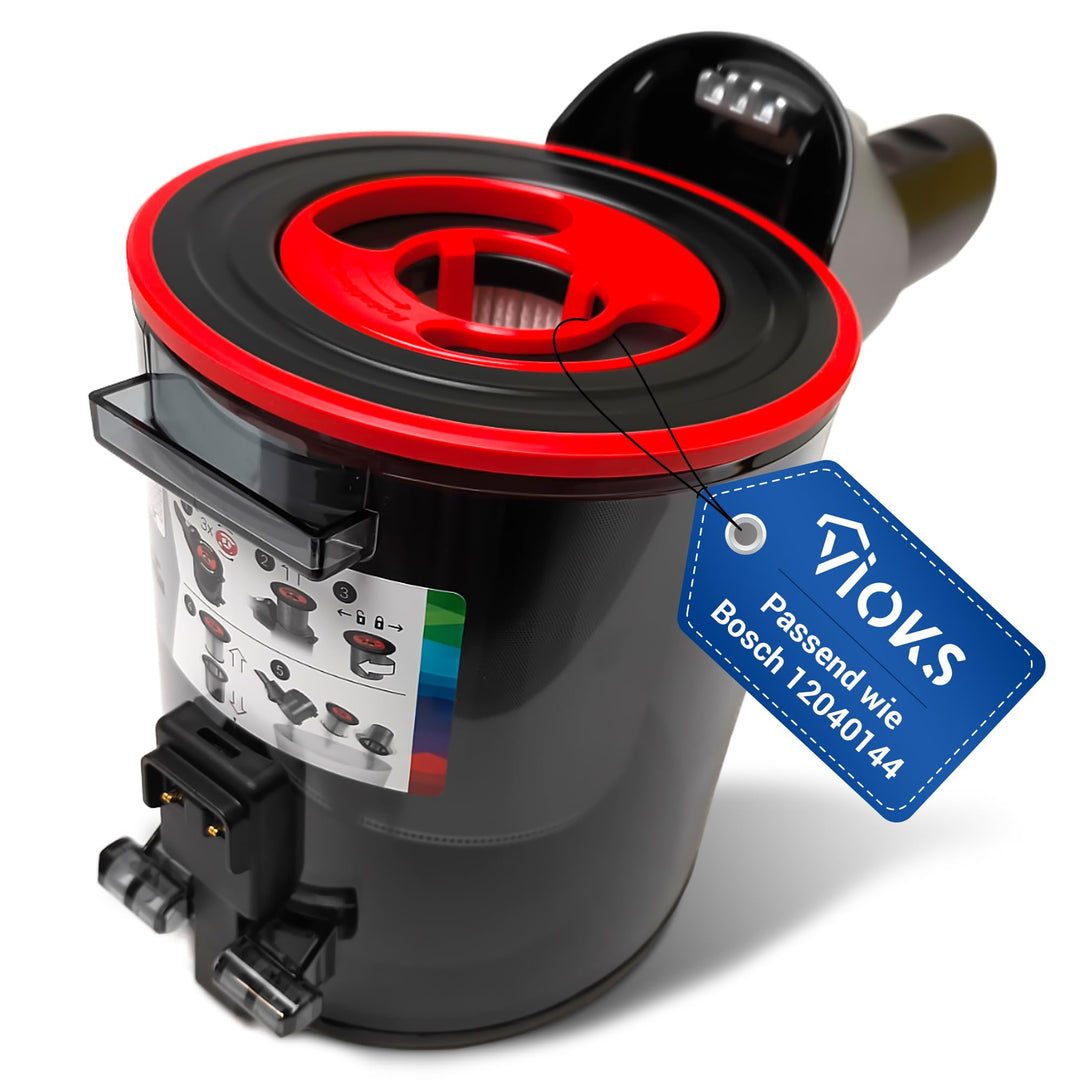 VIOKS Staubbehälter mit Filter Ersatz für Bosch 12040144 Filterbehälter + Dauerfilter für Bosch Unli