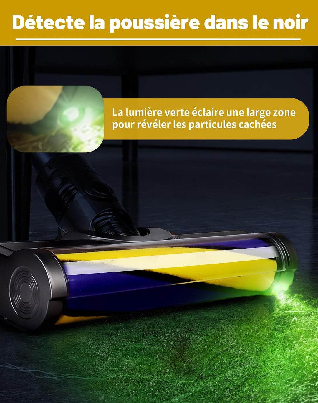 Bürste für Dyson V7 V8 V10 V11 V15 Bodendüse mit LED-Licht und Bürsten-Softwalze für Hartboden Ersat