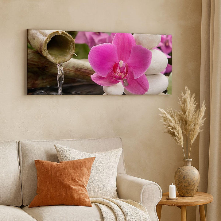 Panorama Bilder auf Leinwand 100x40cm Leinwandbild Orchidee Bambus Dekoration Spa Gross Wanddeko Bil