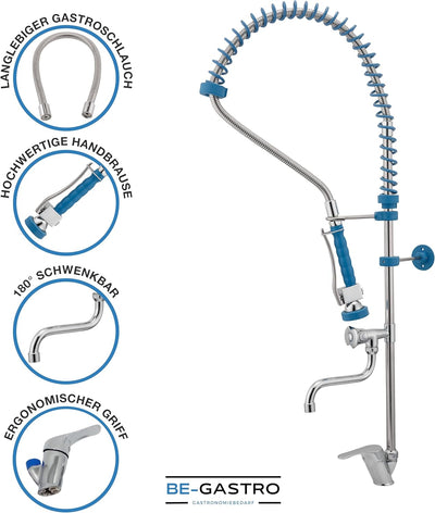 BE-GASTRO I Profi Gastro Geschirrbrause Einloch "Premium" Hebelgriff inkl. Wasserhahn, Mischbatterie