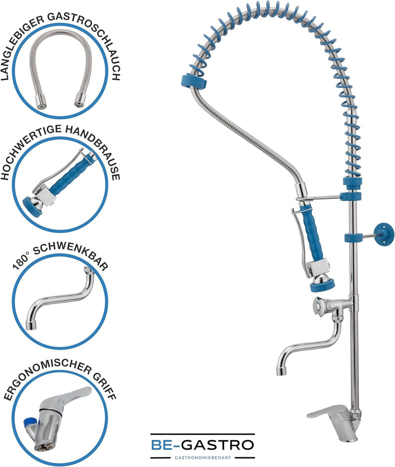 BE-GASTRO I Profi Gastro Geschirrbrause Einloch "Premium" Hebelgriff inkl. Wasserhahn, Mischbatterie