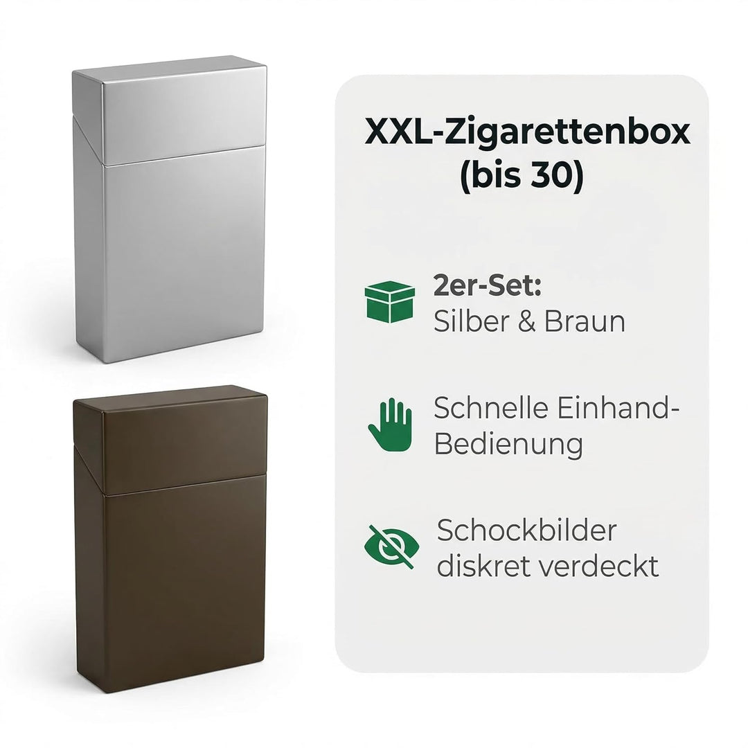 Zigarettenetui für 30 Zigaretten Box mit Klick Zigarettenbox metallic Farben Auswahl (alle 6 Boxen w