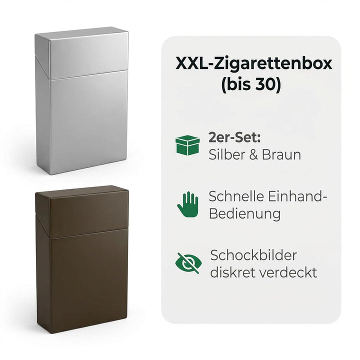 Zigarettenetui für 30 Zigaretten Box mit Klick Zigarettenbox metallic Farben Auswahl (alle 6 Boxen w
