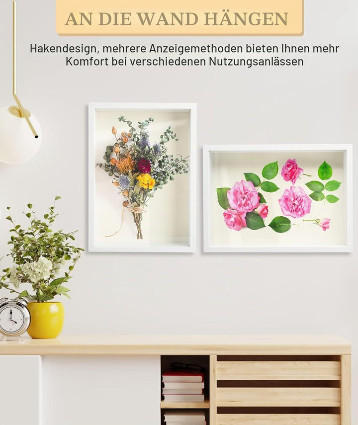 3D Bilderrahmen 23 x 32 cm,Bilderrahmen tief 6cm für Objekte bis 6cm,Tiefer Rahmen mit Transparente