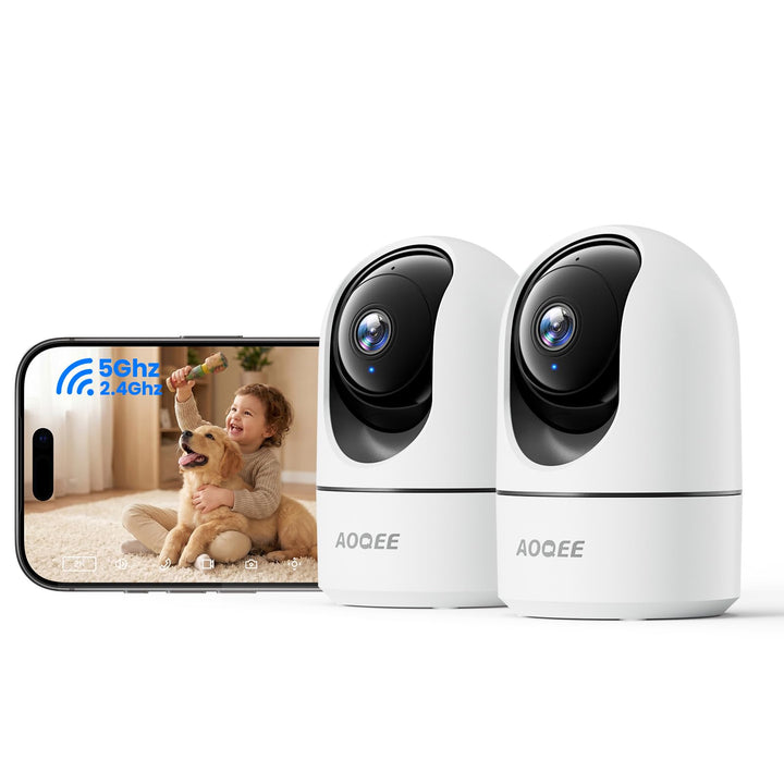 AOQEE 2K Überwachungskamera Innen - 2,4 & 5 GHz Babyphone mit Kamera Überwachung Innen WLAN, Hundeka