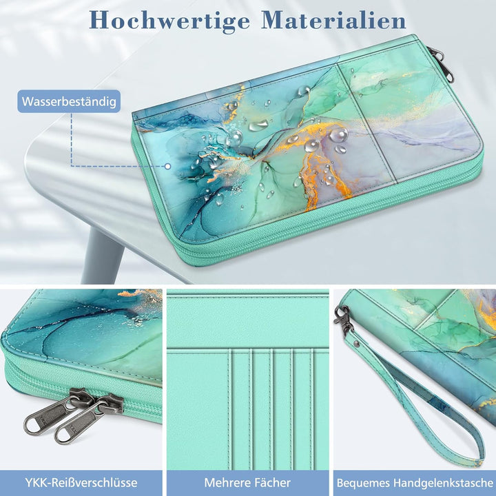 FINTIE Reisepass Tasche Familie Reiseorganizer, Wasserdicht Reisepasshülle Ausweistasche Dokumentee