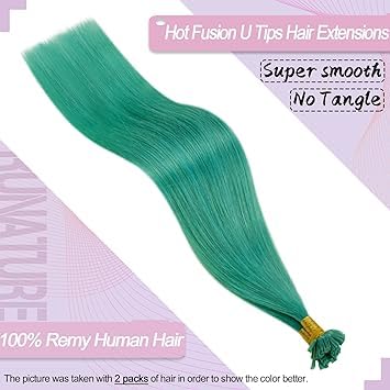 RUNATURE Extension Echthaar Bondings Teal 35cm Keratin Bonding Extensions Echthaar Unsichtbar Haarve