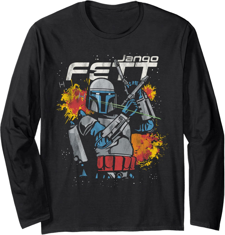 Star Wars Jango Fett Hero Blasters Mandalorian Prequel Langarmshirt