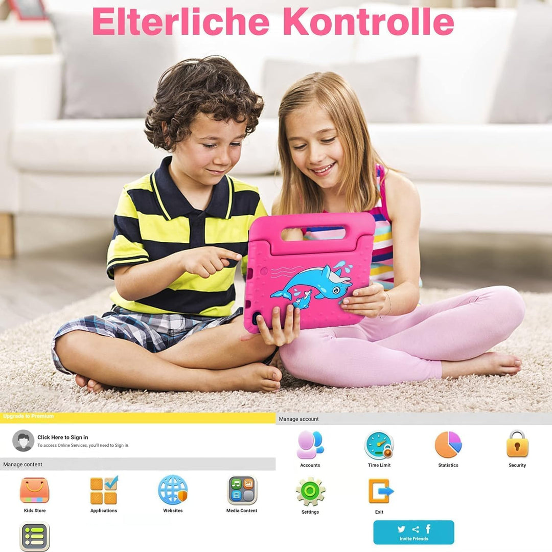 AOCWEI Kinder Tablet Android 13 7-Zoll für Kinder, 7GB RAM 64GB ROM/TF 512GB, Elterliche Kontrolle,