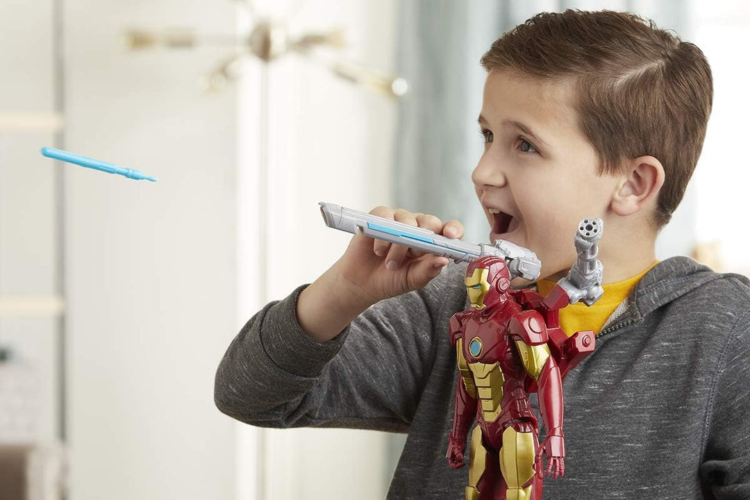 Hasbro E7380 Marvel Avengers Titan Hero Serie Blast Gear Iron Man, 30 cm grosse Figur, mit Starter,