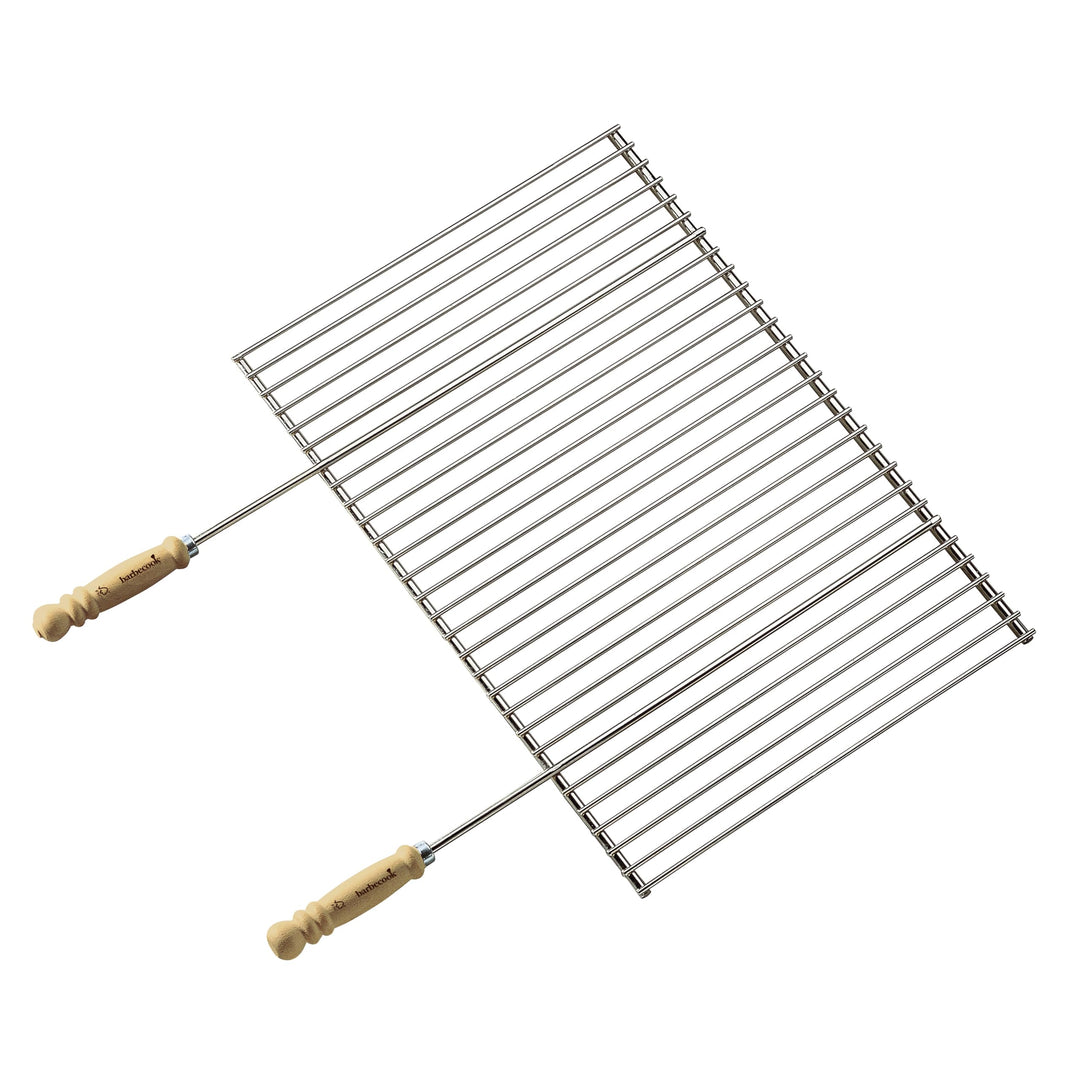 Barbecook Grillrost verchromt mit Holz-Griffe eckig Edelstahl Grill-Zubehör Grillfläche 58.5 breit 4