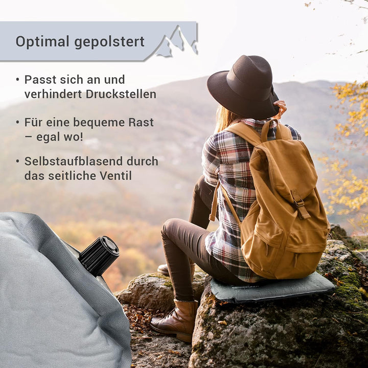 Ultraleichtes Sitzkissen Selbstaufblasend - Camping Sitzmatte Outdoor Thermokissen aufblasbar Grau 4