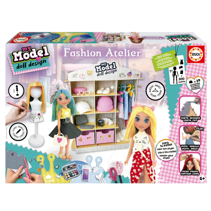 Educa 19350, My Model Doll Design, Fashion Atelier, DIY Modedesign Figurenset für Kinder ab 6 Jahren
