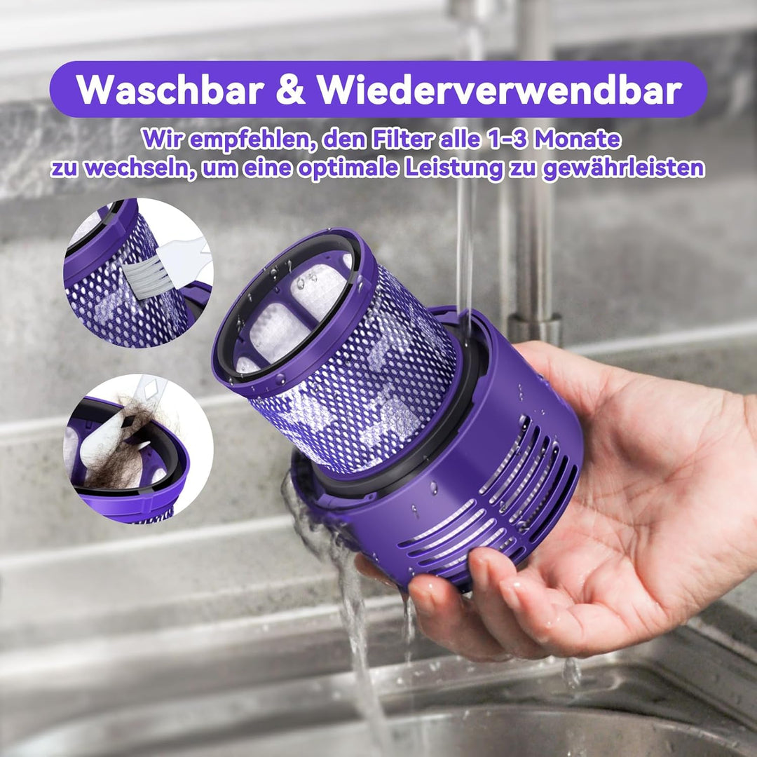 4 Stück V10 Filter für Dyson, Waschbarer Vakuumfilter-Ersatz für Dyson V10 SV12 Cyclone Animal Absol