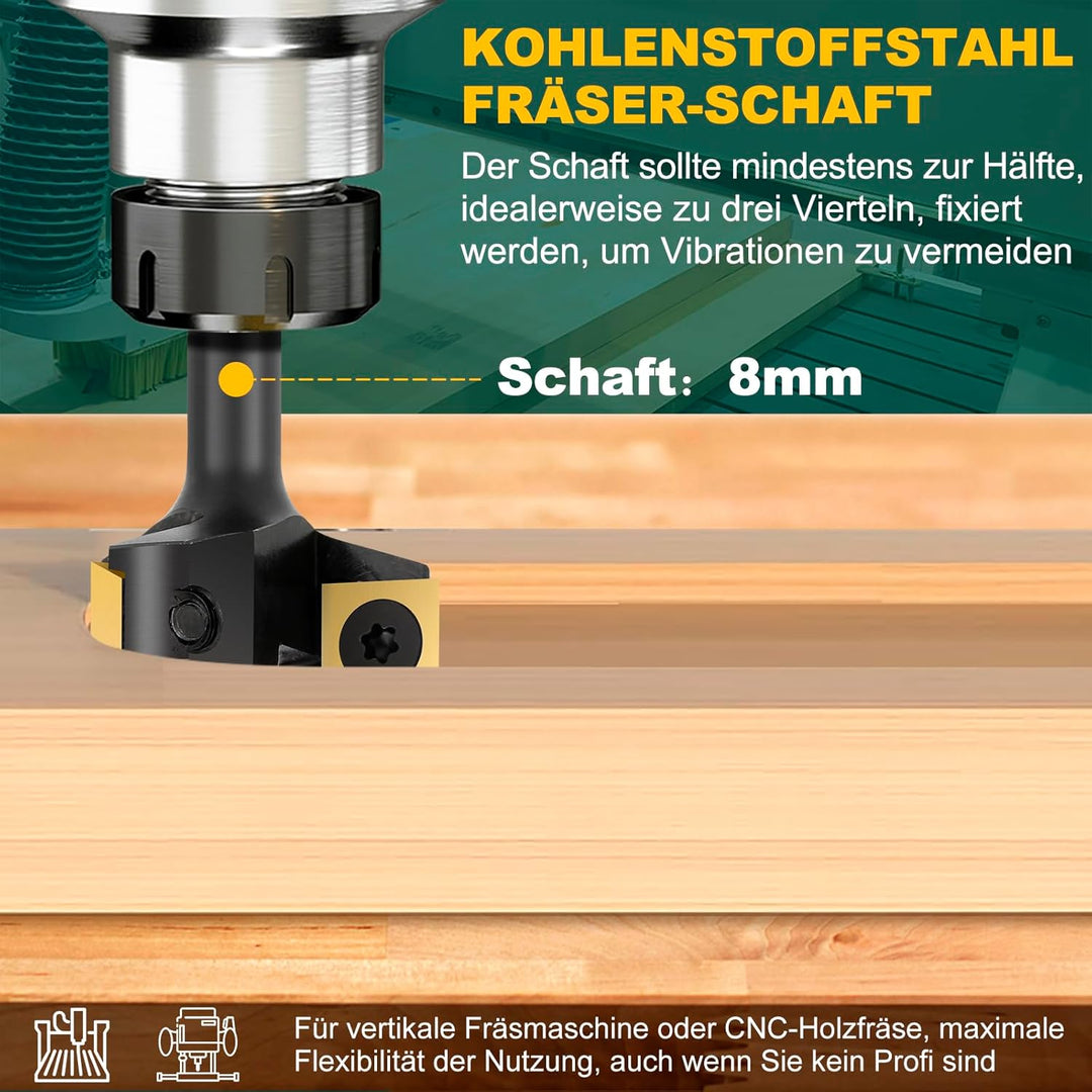 BALUGAEA Planfräser 8mm Schaft Durchmesser 35 mm Hobelfräser Holz Abflachfräser mit TiN-besch Hartme
