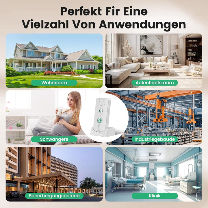 Drahtlose Hausnotruf Gegensprechanlage Set mit Vollduplex Gesprächsfunktion, Ein-Knopf Notruf, 500m