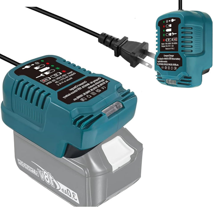 220V für Makita 18V-Akkuladegerät, Mini Ladegerät Ersatz für Makita 18Volt Batterie BL1815 BL1820 BL