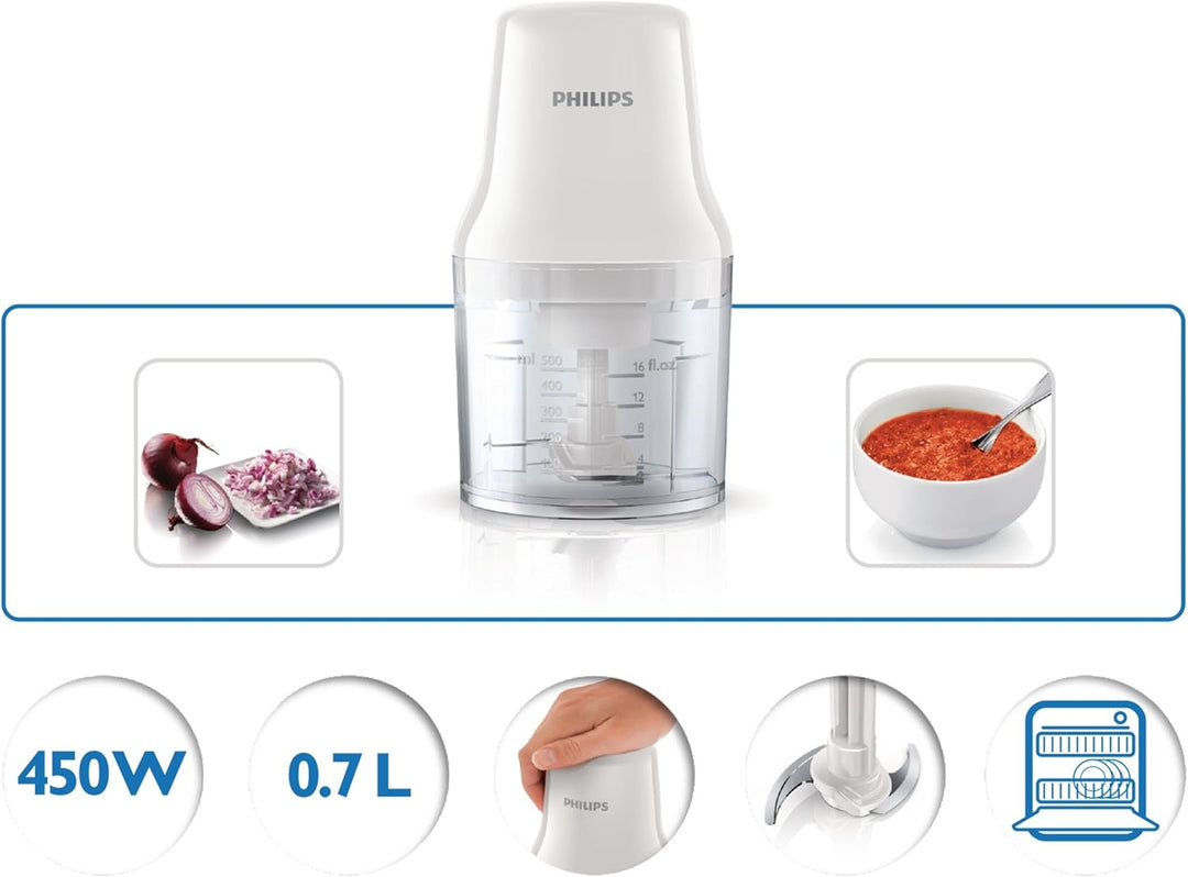 PHILIPS HR1393/00 Küchenmaschine (0,7 L, 450 W) transparent zerkleinerer, zerkleinerer