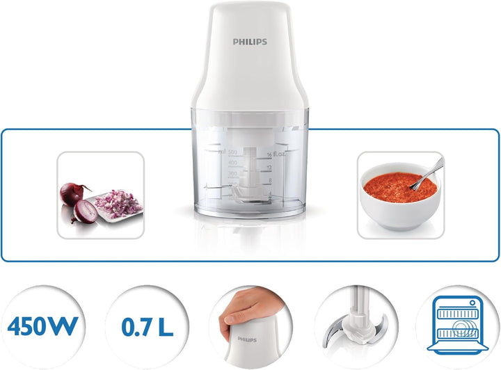 PHILIPS HR1393/00 Küchenmaschine (0,7 L, 450 W) transparent zerkleinerer, zerkleinerer