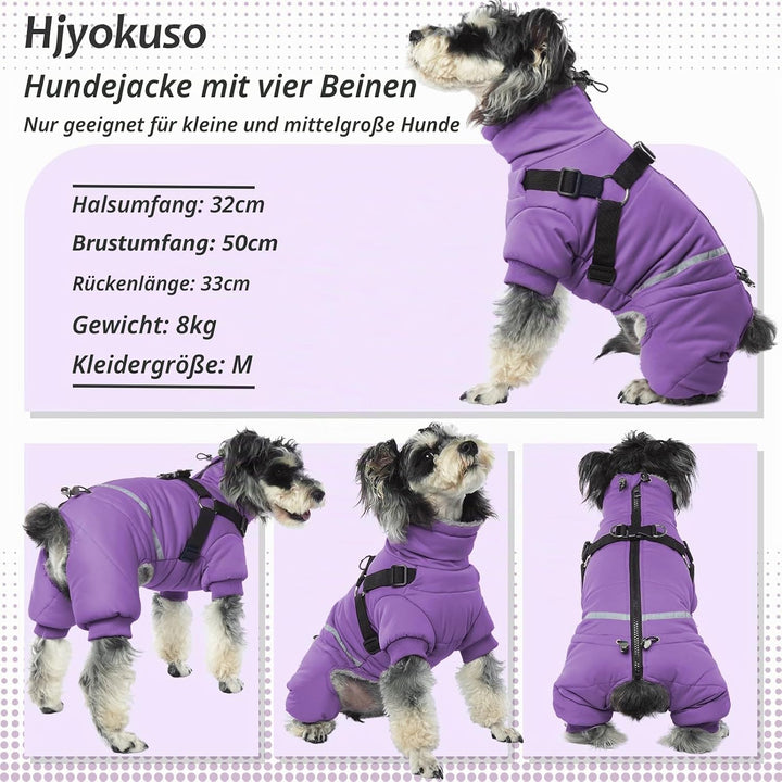 Wasserdichter Hundemantel, Hundejacke mit Geschirr, Wintermantel Hund für kleine Mittel Grosse Hunde