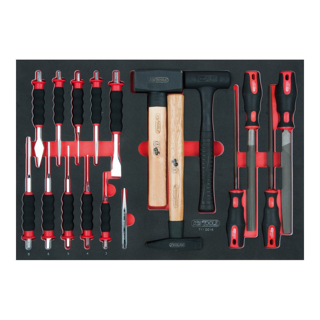 KS Tools Feilen-, Meissel- und Hammer-Satz, 18-tlg. in 1/Systemeinlage SCS Feilen-, Meissel- und Ham