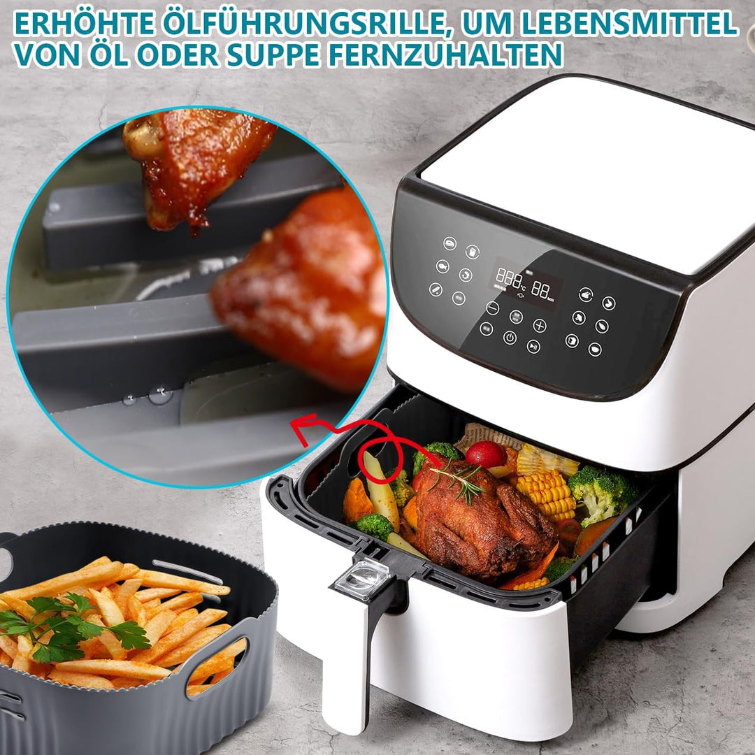21CM Silikonform für Heissluftfritteuse, 2PCS Airfryer Zubehör XL Silikon Backform für Philip XL 6,2