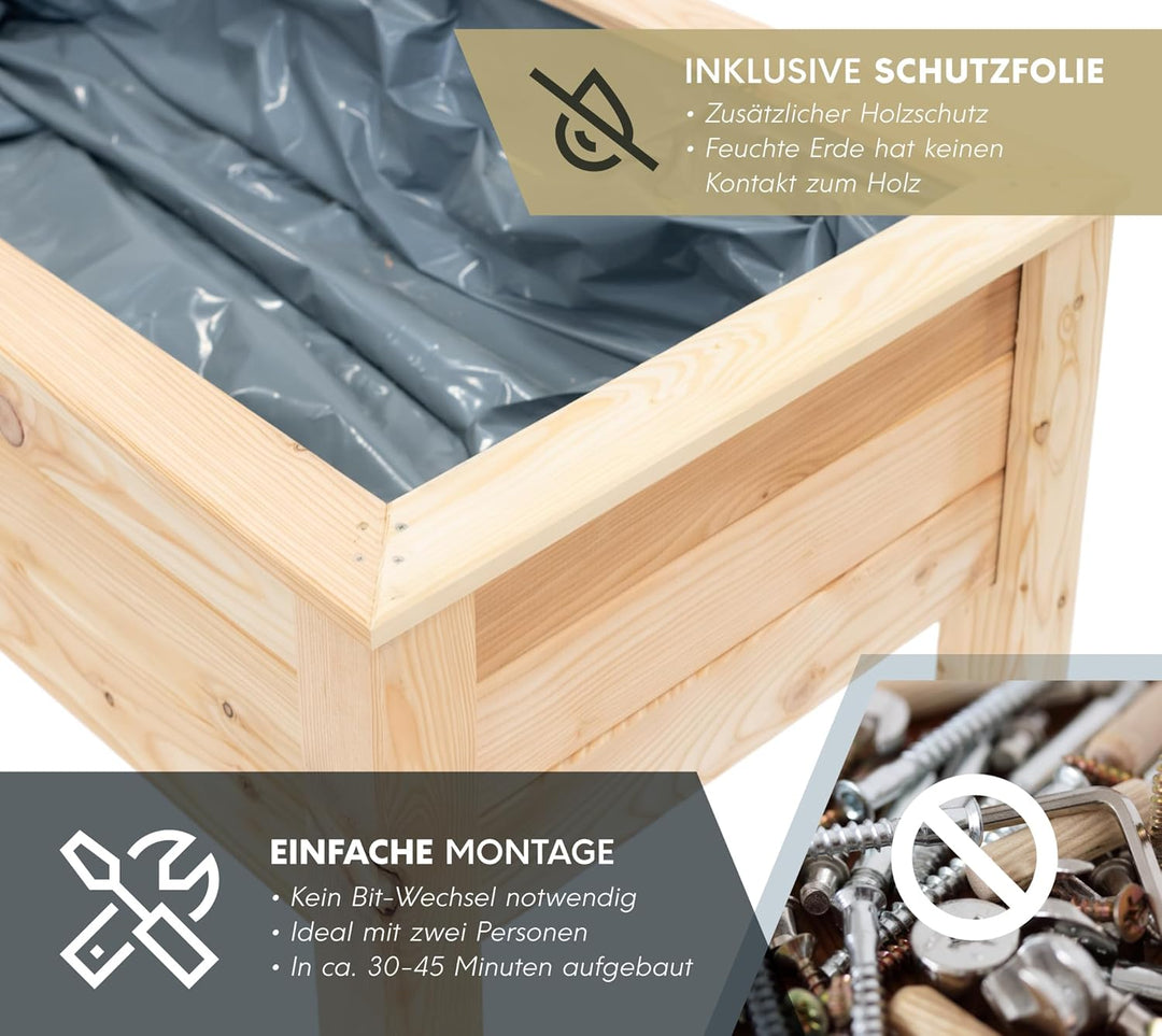 WESTMANN Hochbeet Emily aus Lärchenholz | 120x65x75 cm Natur | Kräuterbeet für den Aussenbereich | S