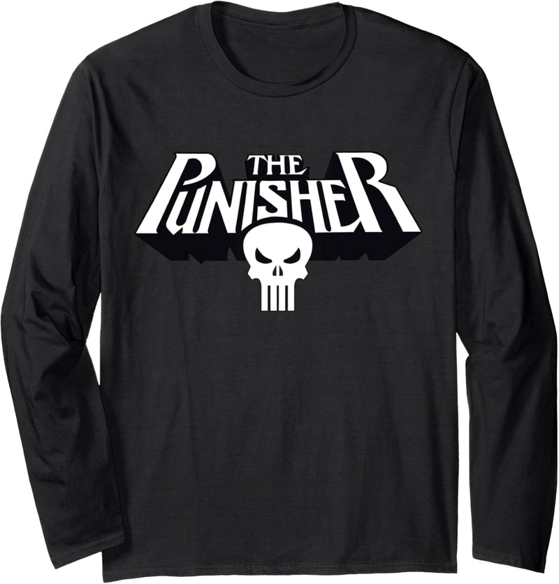 Marvel The Punisher Retro Classic Logo Clean Langarmshirt