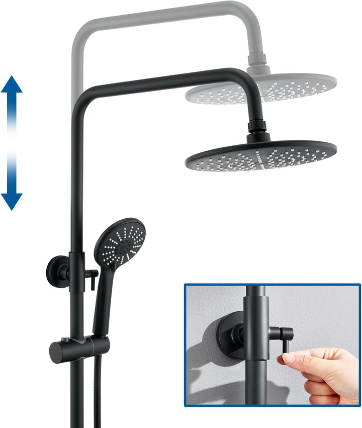 Auralum Duscharmatur Komplettset: Regendusche mit Thermostatarmatur, Höhenverstellbare Edelstahl-Dus