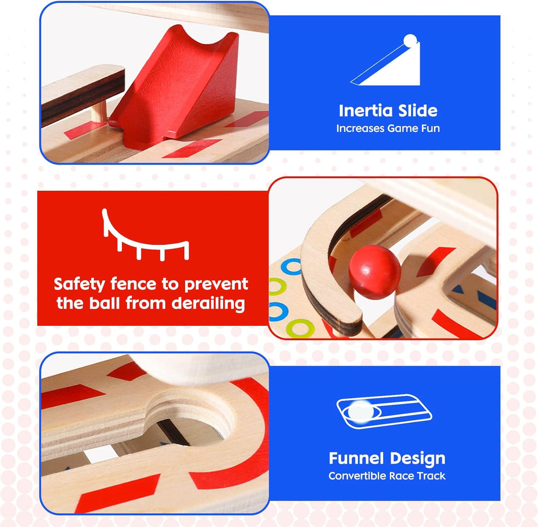 Holz Murmeln Spielzeug Kugelbahn Murmelbahn Holz Ball Drop Spielzeug mit 16 Murmeln Marble Run Rennb
