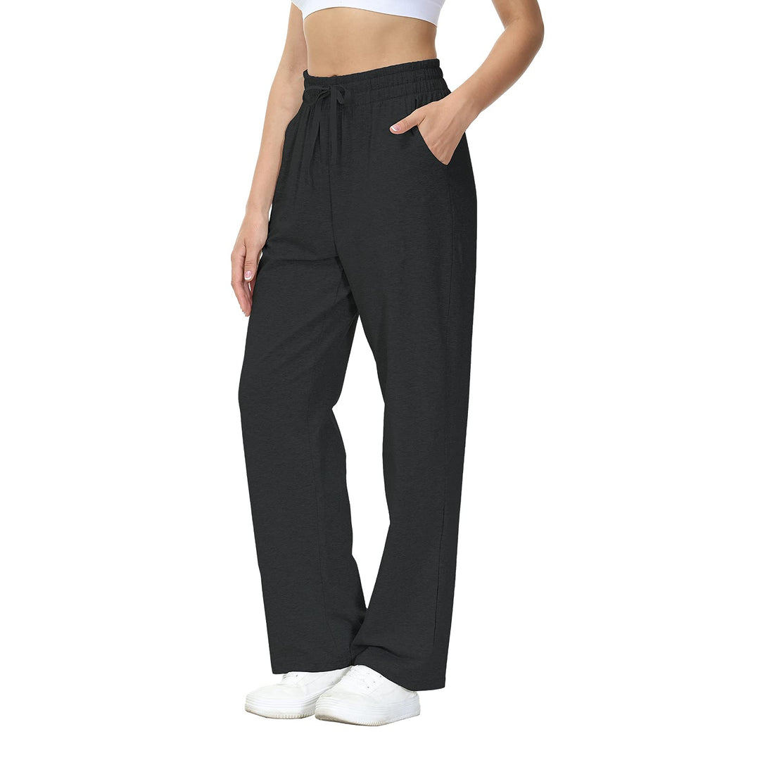 HMIYA Jogginghose Damen Baumwolle Freizeithose Lang offenem Boden Yogahose Sporthose Geradem Bein Ho