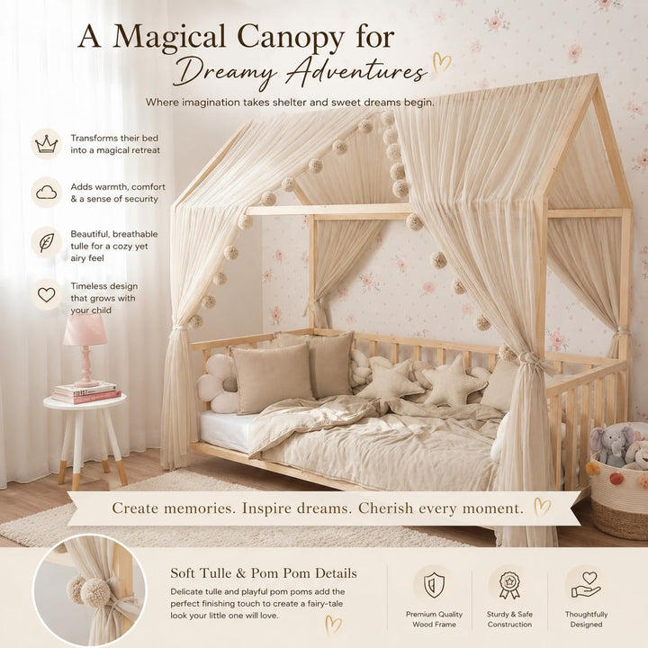 Baby Fancyroom Hausbett Himmel Betthimmel für Kinderbett Kinderzimmer Baldachin Bettvorhang Betthimm