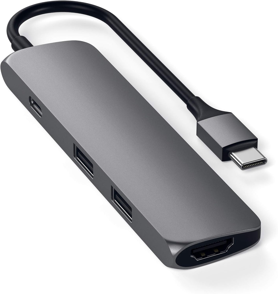 SATECHI Slim Type-C Multi-Port Adapter mit USB-C Pass-Through, 4K HDMI, USB 3.0 - Für M2/ M1 MacBook