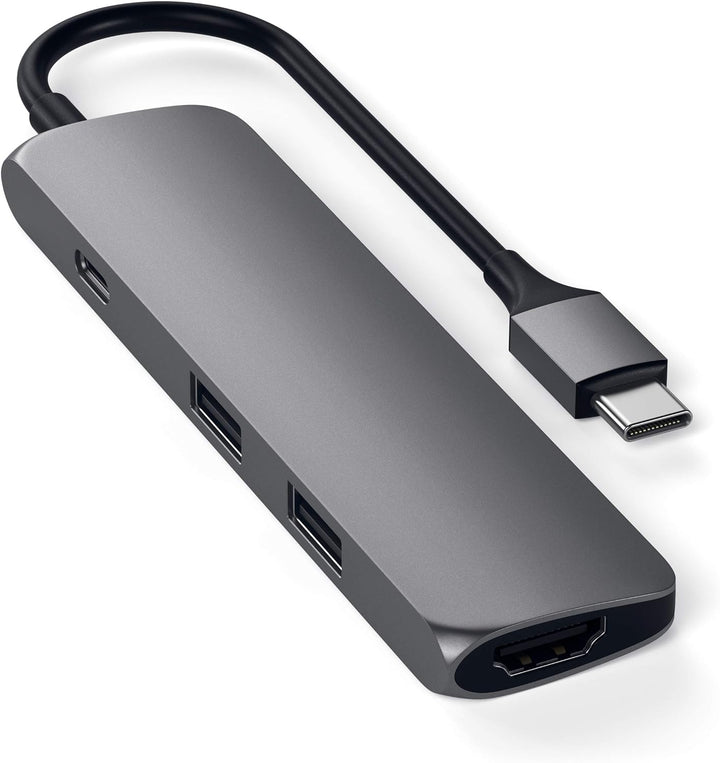 SATECHI Slim Type-C Multi-Port Adapter mit USB-C Pass-Through, 4K HDMI, USB 3.0 - Für M2/ M1 MacBook