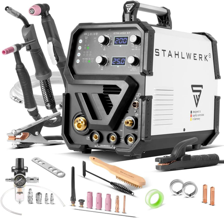 STAHLWERK CTM-250 ST Kombi-Schweissgerät WIG + MIG/MAG + MMA/E-Hand + CUT/Plasma mit 200 Ampere und