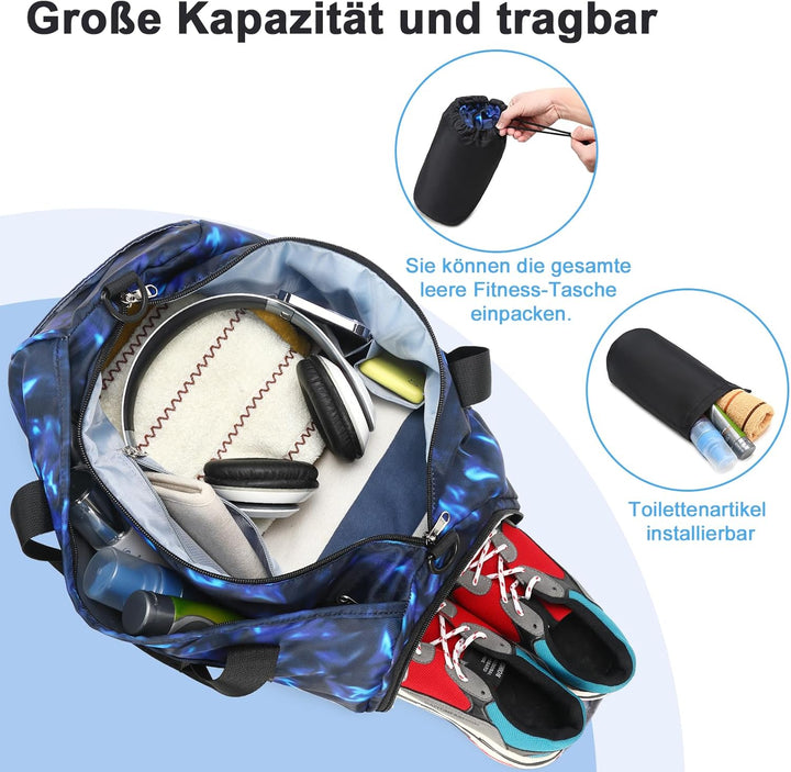LEDAOU Sporttasche Kinder Schwimmtasche Jungen Damen mit Schuhfach und Nassfach Badetasche Teenager